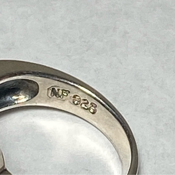 925 NF Thailand Sterling Silver Ring Blue Stone Size 6.75 Chunky Cocktail  9.49g - Picture 3 of 13